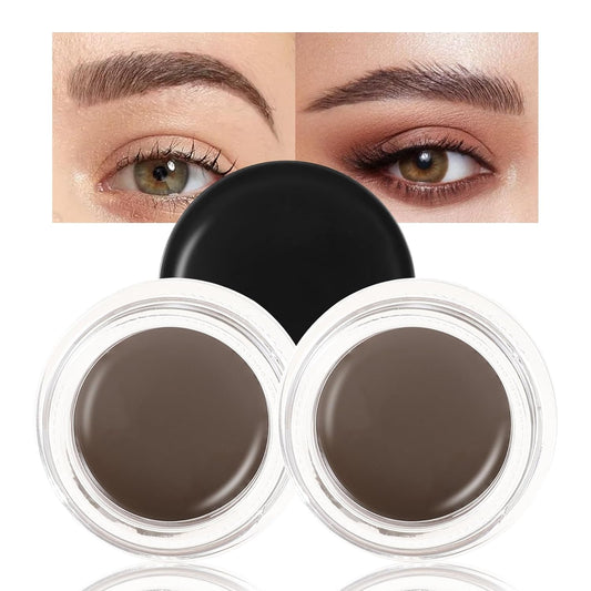 Boobeen 2 Pcs Eyebrow Pomade Cream, Waterproof Brow Pomade Gel High Pigmented Long-lasting for Natural Eyebrow Makeup, Suitable for Everyone