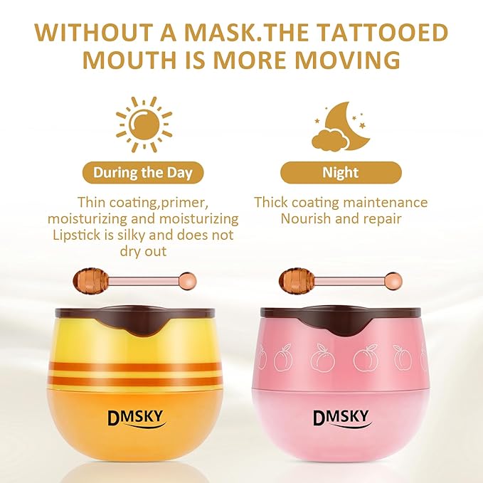 DMSKY Bee Lip Balm Honey Pot 12 PCS, Propolis Lip Mask Overnight, Moisturizing Hydrating Lip Sleeping Mask Prevention Dry and Cracked, Reduce Lip Lines