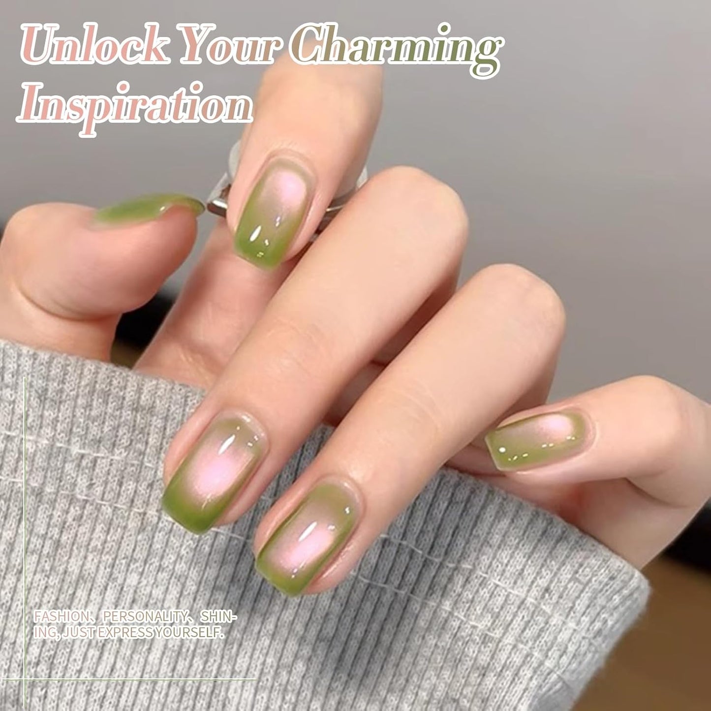 BORN PRETTY Cat Magnetic Eye Gel Nail Polish,Sweet Guava Green Pink Magnetic Gel Polish Manicure Nail Art DIY 15ml