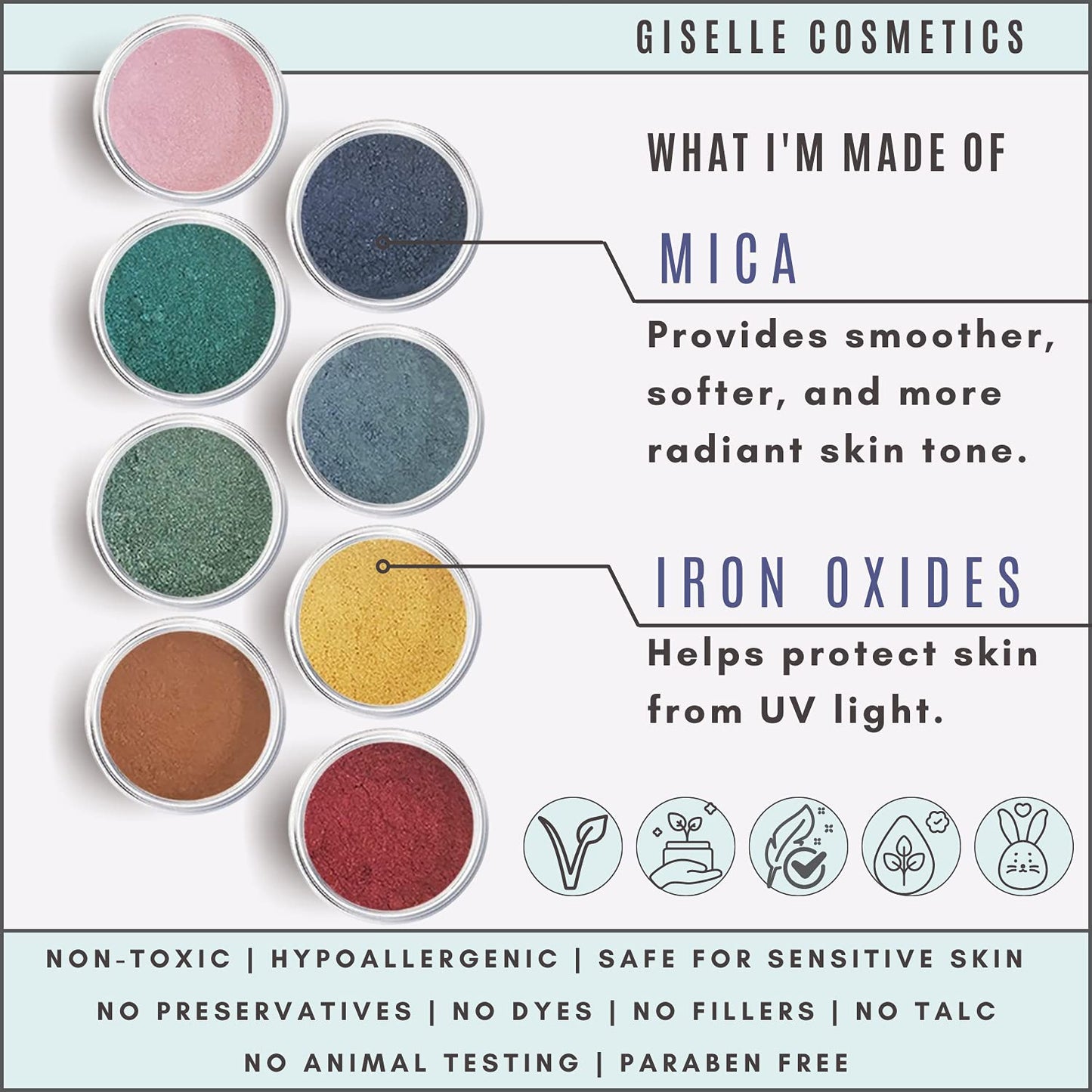 Ice Cream Love Mineral Powder Organic Makeup Kit - Loose Pigment Eyeshadow, Glitter Eyeshadow, Copper Eyeshadow Palette, Non-Toxic Shimmer Eye Shadow, Talc-Free Eyeshadow