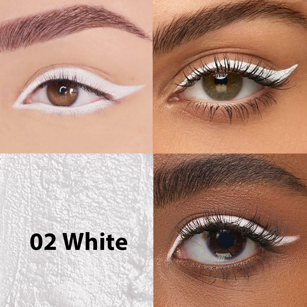 evpct 2Pcs White Color Gel Glitter Eyeliner Pencils Set for Women Waterline Waterproof Smudge Proof lapiz de ojos delineador de ojos contra el agua Eye Liner Makeup