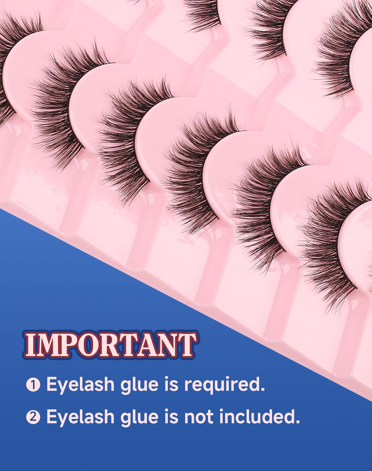 Natural Lashes Natural Look Wispy Eyelashes Flared Strip Eyelash False Eye Lash Soft Eyelashes Pack 7 Pairs 13MM D75