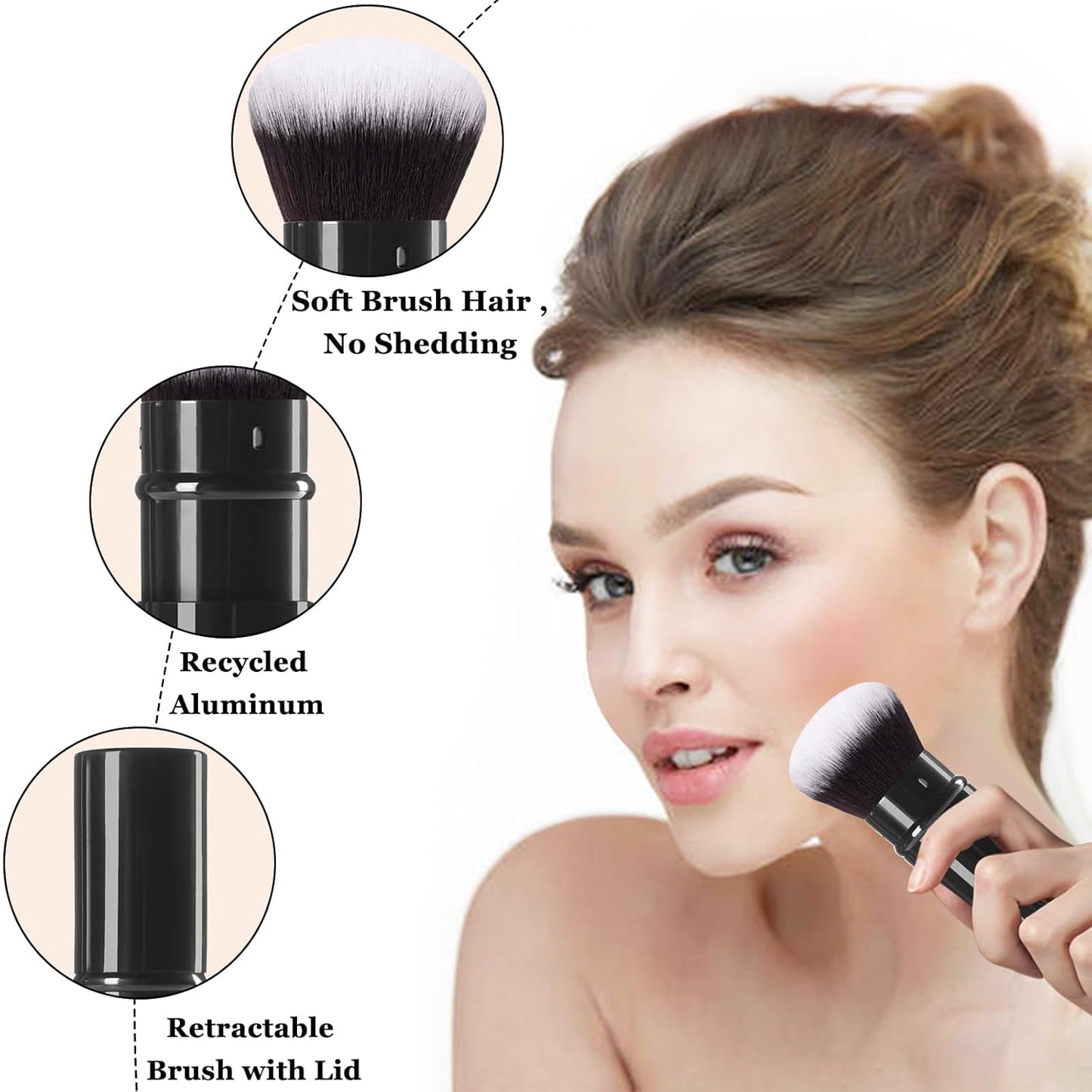 Retractable Makeup Brush,Travel Kabuki Powder Makeup Brush Face Blush Brushes for Blending Liquid, Foundation, Blush, Bronzer, Buffing, Sunscreen,Flawless Cosmetics