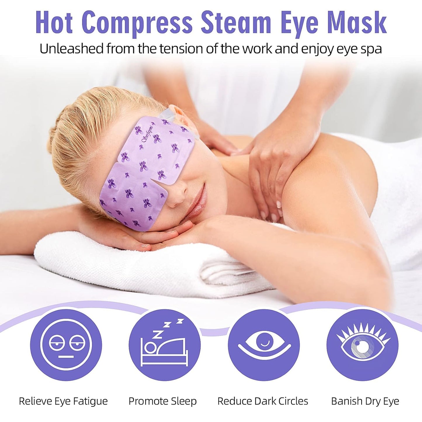Serfeymi 10 Packs Steam Eye Mask Sleeping Mask for Women, Eye Beauty Heated Eye Mask, Hot Compress Disposable Promote Sleep Eye Mask for Puffy Eyes, Dry Eyes, Dark Circles, Tired Eyes (Lavender)