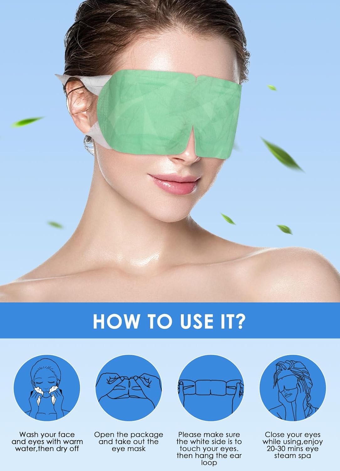 12 Pack Steam Eye Mask for Dry Eyes, Eye Mask Warm Compress 45Mins, Moist Heated Eye Masks for Dark Circles Eye Bag, Tired Eyes, Travel Portable Business Office