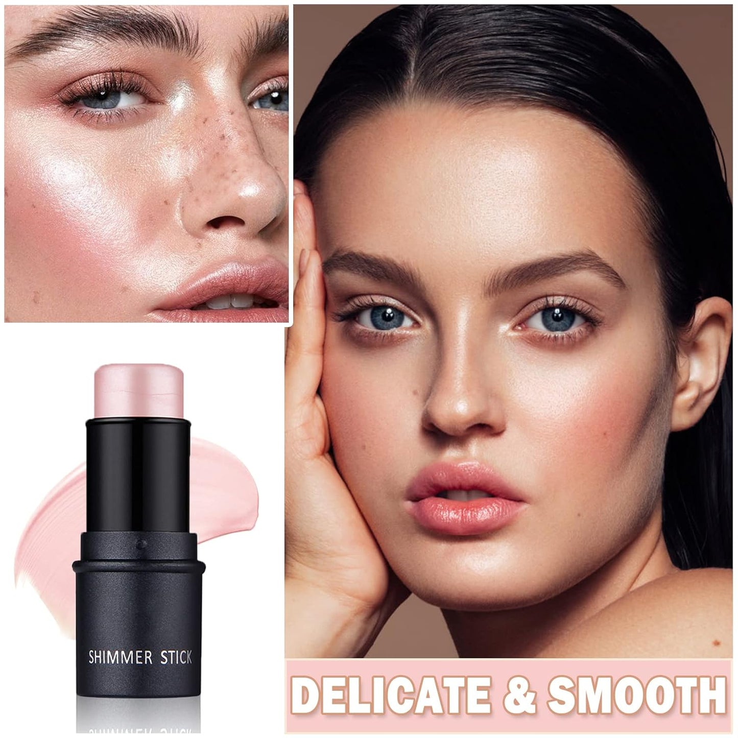 CAHIUYOA Cream Contour Stick,Highlighter Bronzer Stick Makeup Waterproof Light Face Cosmetics,Moisturize Long Lasting Cream Contour Bronzer Highlighter Makeup Stick - 01