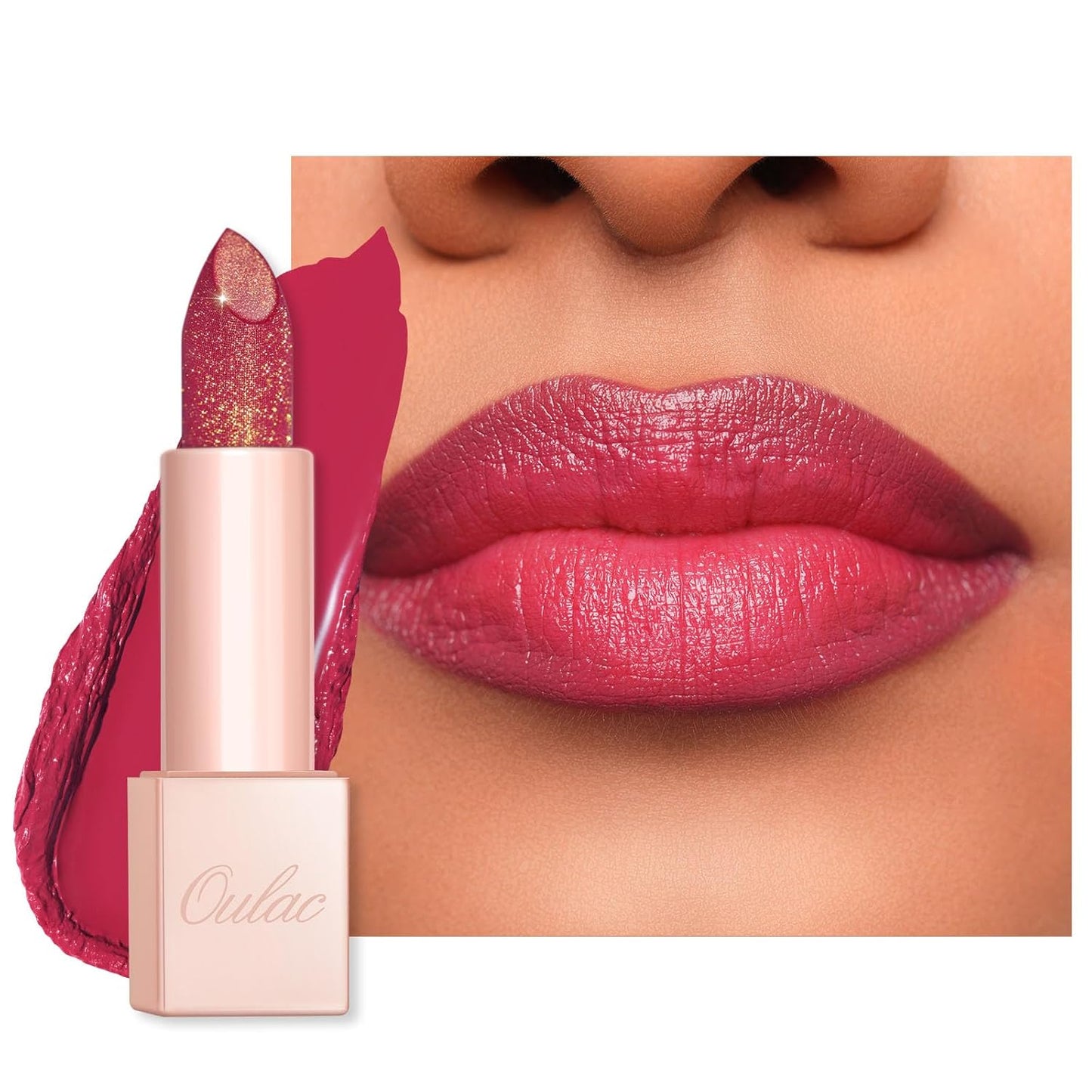 Oulac Infinity Moisture Shine Lipstick - High Shine Shimmery Finish, Super Creamy Texture, Medium to High Coverage - Gluten Free, PG14 La Vie en Rose