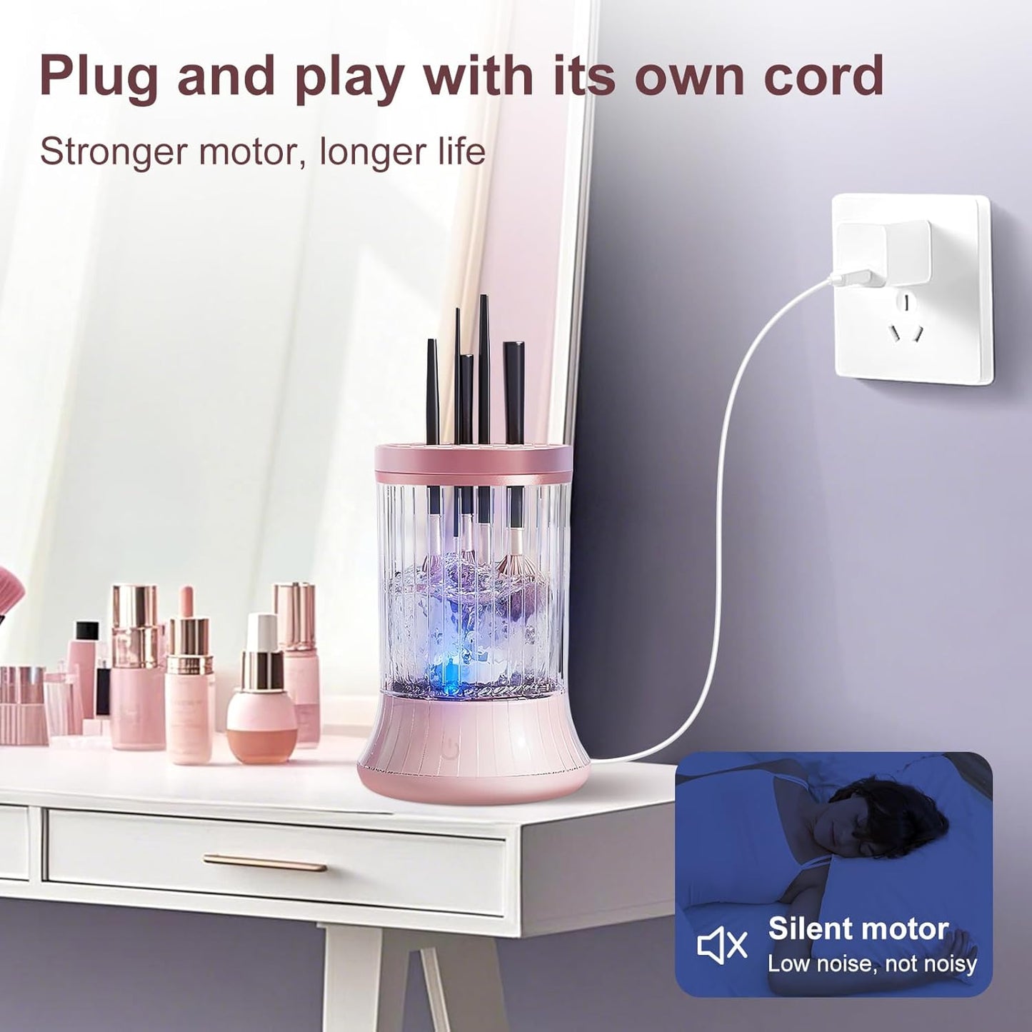 GKZ Electric Brush Cleaner Machine, High Speed Fast Cleaning Plug-in Power Brush Cleaner Ideal for Makeup Brushes & Sponges – Perfect for Home & Professional Use