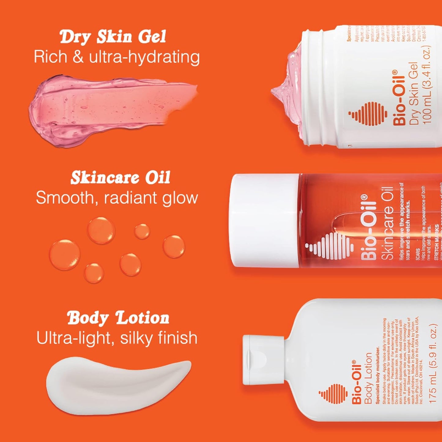 Bio-Oil Skincare Set, Trial Kit for Scars, Stretchmarks, and Dry Skin, 3 Pc Travel Size Kit Includes Skin Care Oil, Dry Skin Gel, and Body Lotion, use for Scars, Pregnancy Stretch Marks, and Dry Skin
