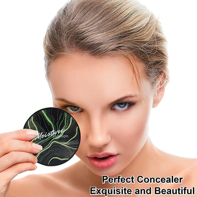 2PCS Mushroom Head Air Cushion CC Cream Foundation,Moisturizing Mushroom Head Foundation BB Cream Makeup Foundation Matte Concealer Full Coverage Long-lasting Oil Control (Natural)