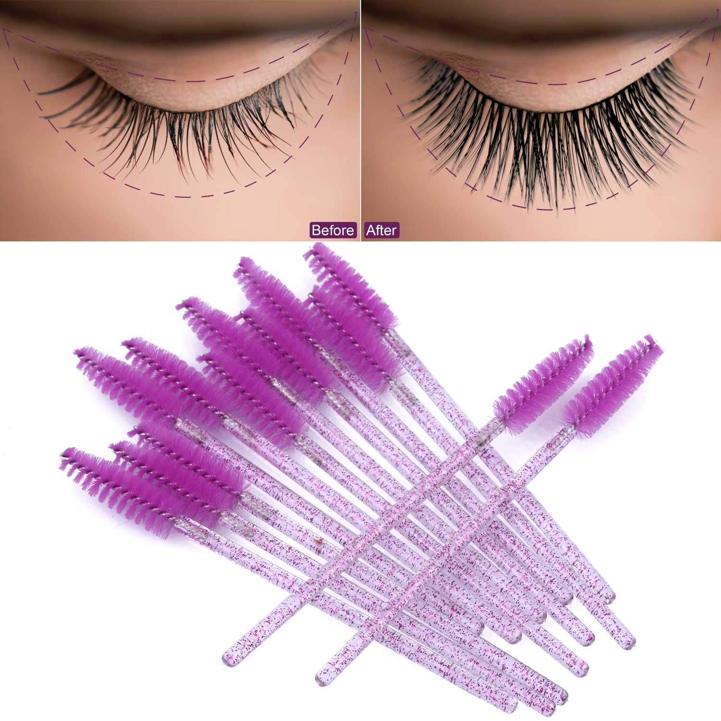 Tbestmax 1000 Disposable Mascara Wands Eyelash Brush Spoolies for Eyebrow Eye Lash Extension Colorful