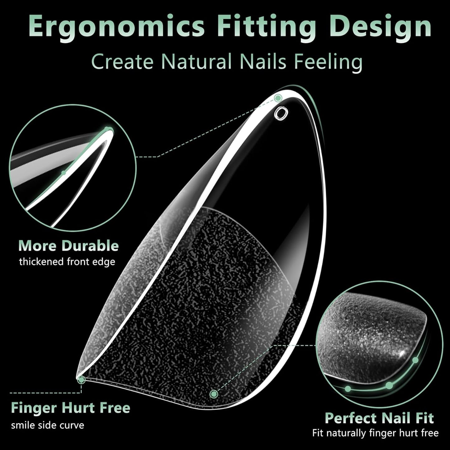 Extra Short Almond Nail Tips, 216pcs Acrylic Soft Fake Nails Gel Nail Tips, Full Cover Pre-Shaped Matte Clear Press on Nails for Extension, Diy at Home Manicure 12 Sizes