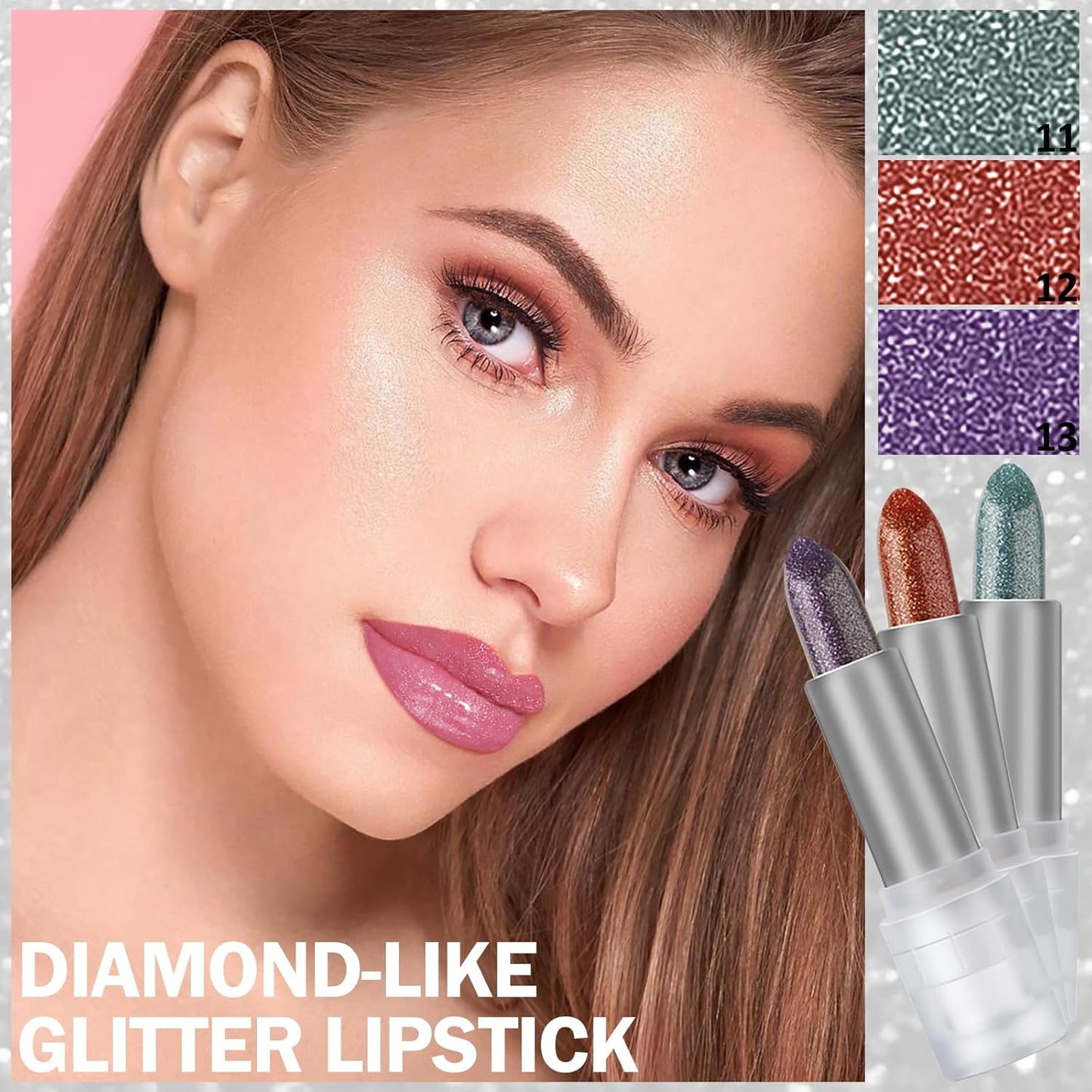 DAGEDA 3PCS Glitter Lipstick, Moisturizing Glossy Color Changing Lip Balm, Long Lasting Shimmer Lipstick, Nonstick Color Change Lipstick, Waterproof Glitter Lip Balm for Festival