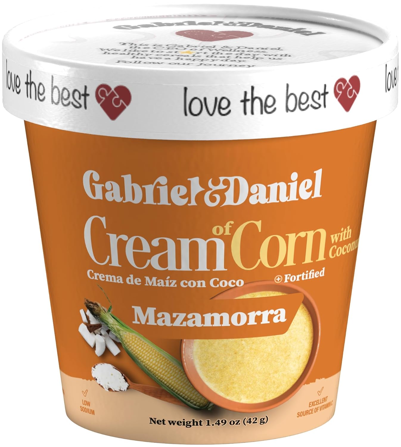 Gabriel & Daniel Gluten Free Instant Cream of Corn with Coconut – Non-GMO, Pure and Wholesome Hot Cereal – Creamy Texture with Mazamorra – Microwave Cup for a Nourishing and Easy Breakfast (Pack of 12)