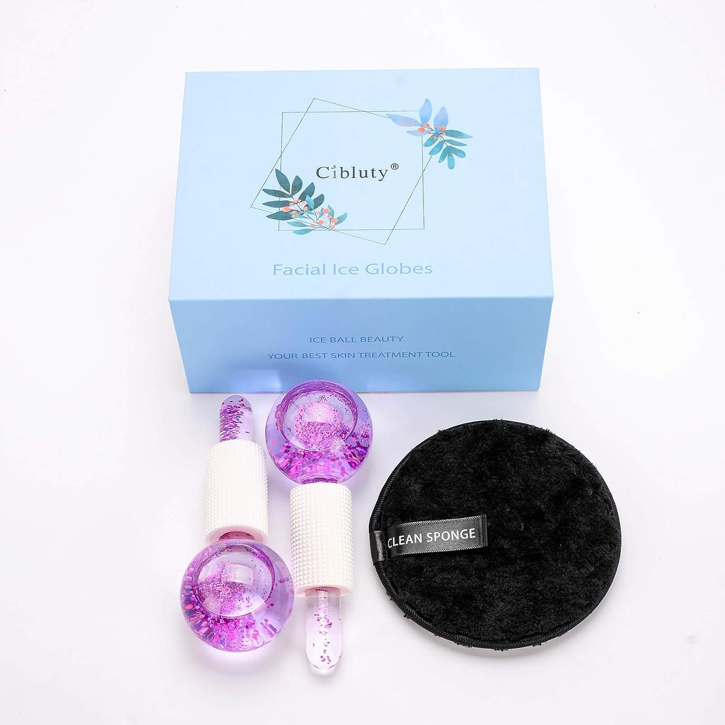 ICE BEAUTY BALLS for FACIAL, 2PCS Purple Facial Roller for Cold Facial Massage Face Roller Balls with Anti-Freeze Liquid to Reduce Puffiness, Pores, Wrinkles…