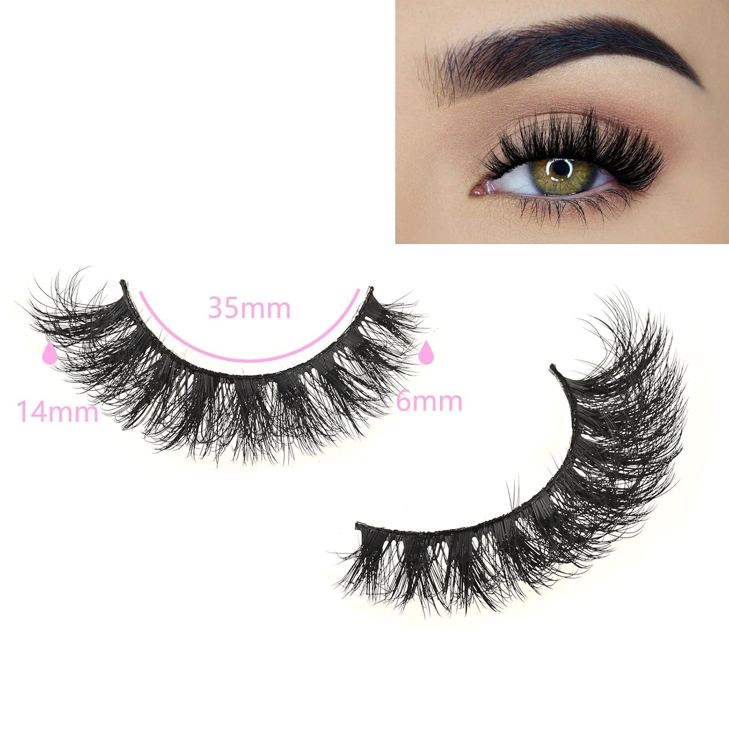 FARRED Wispy Mink Lashes Fluffy False Eyelashes 14 Pairs Fake Eyelashes Natural Look Short Natural Lashes Cat Eye Lash Wispy Volume Eyelash Faux Mink Strip Lashes Pack for Daily Makeup (F19 | 6-13 mm)