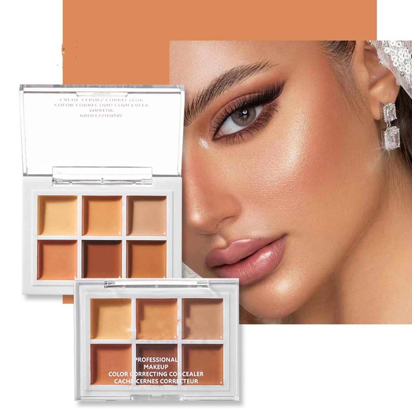 Color Correcting Concealer Palette 6 Colors Lightweight Smooth Correcting Contour Cream Makeup Palette (Color 03)