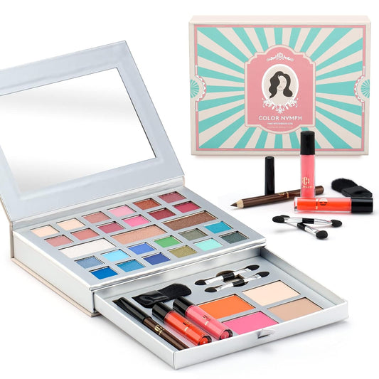 Color Nymph All-in-One Makeup Kit - Perfect for Women, Teens, and Beginners! Unlock Endless Possibilities with 24 Gorgeous Shades of Matte and Shimmer Eyeshadow, Highly Pigmented Lip Glosses, Eyeliner