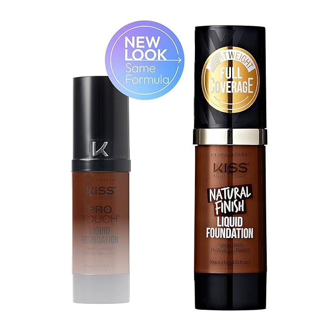 Kiss New York Professional Liquid Foundation - Lightweight and Hydrating Formula, Natural Finish, Control Shine, Cover Pores, Medium to Full Coverage, Green Tea Extract (Sienna)