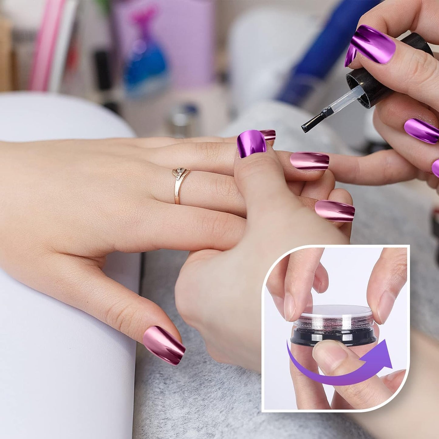 Artdone 36 Jars Chrome Nail Powder Nail Art Fimo Decoration Metallic Mirror Effect Holographic Aurora Chameleon Pigment Powder 1g/Jar Pearl for Resin Craft & Nail Art