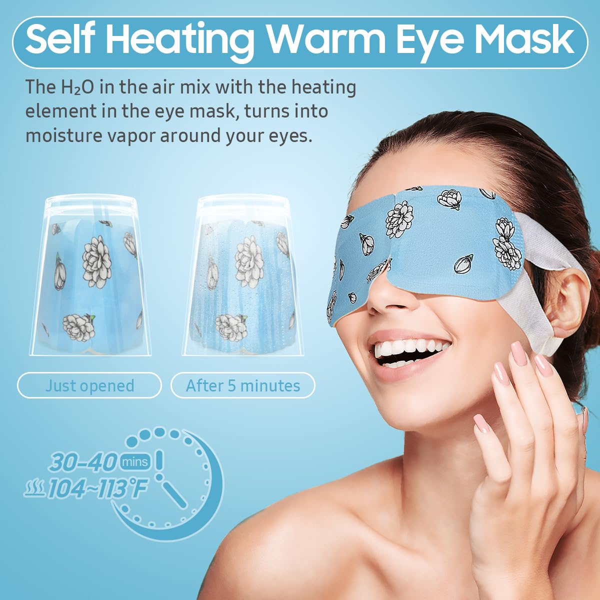 Steam Eye Mask, 10 Packs Heated Eye Mask, Self Heating Disposable SPA Warm Compress for Eyes Sleep Mask, Soothing Moist Heat Eye Masks, Travel Essentials & Relaxation Gifts (Jasmine Scent)