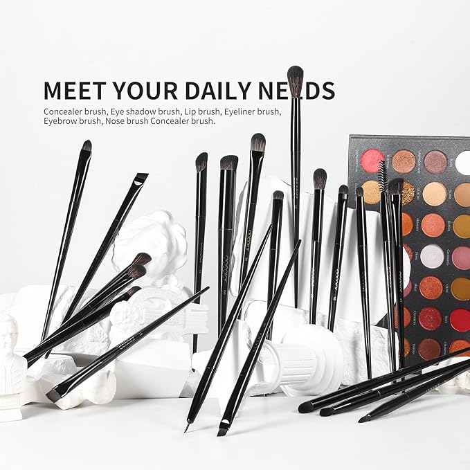 Docolor Makeup Brushes Set Professional 30Pcs Obsidian Makeup Brushes Premium Synthetic Powder Kabuki Foundation Contour Blush Concealer Eye Shadow Blending Eyeliner Crease Eyebrow Make Up Brush Kit
