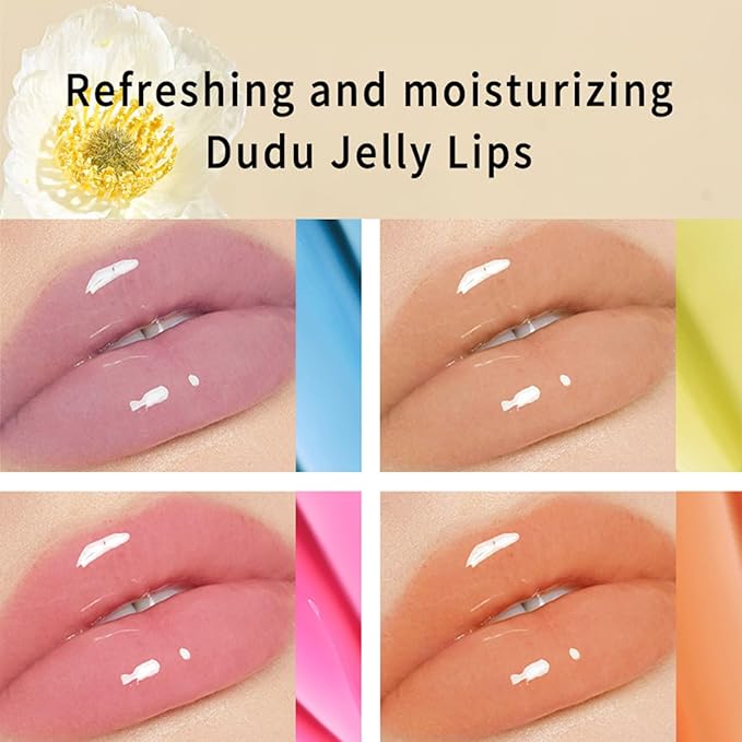 Hydrating Jelly Balm,Tinted Moisturizing Lip Balm For Dry Lips,Instantly Hydrate Lips Conditioning & Nourishing Lip Care Lip Moisturizer Fruit Lip Oil Lip Shine Jelly Lipstick(Strawberry)