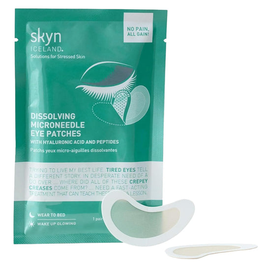 skyn ICELAND Dissolving Microneedle Under Eye Patches with 39% Hyaluronic Acid and Peptides, No Slip Overnight Eye Mask for Fine Lines, Wrinkles and Firming, Vegan, All Skin Types, 1 Pair