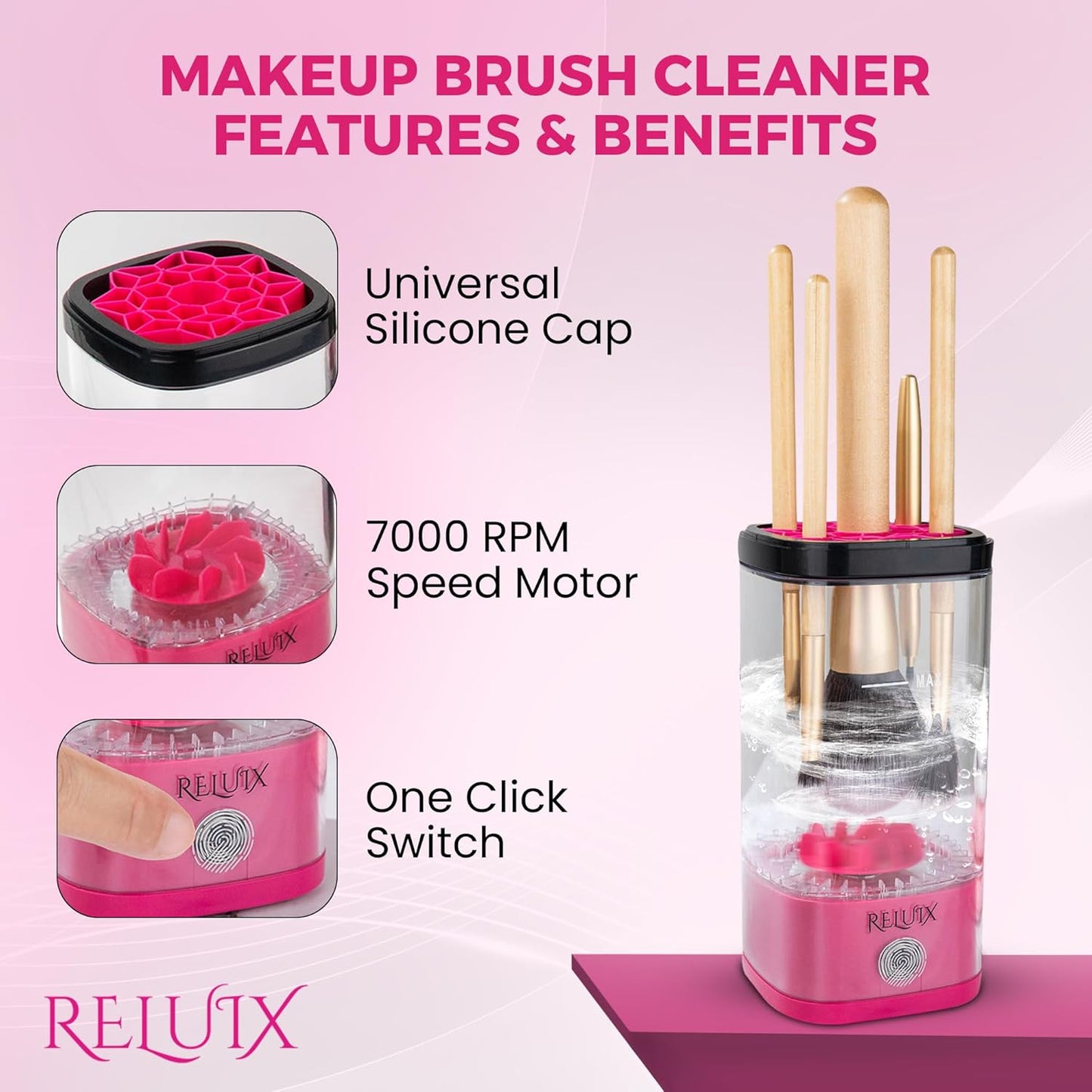 Makeup Brush Cleaner Machine – Electric Makeup Brush Cleaner Cleanser and Dryer, Automatic Spinning Brush Washer for Deep Cleaning, Cosmetic Brush Cleaner for Beauty Blender & Makeup Sponge