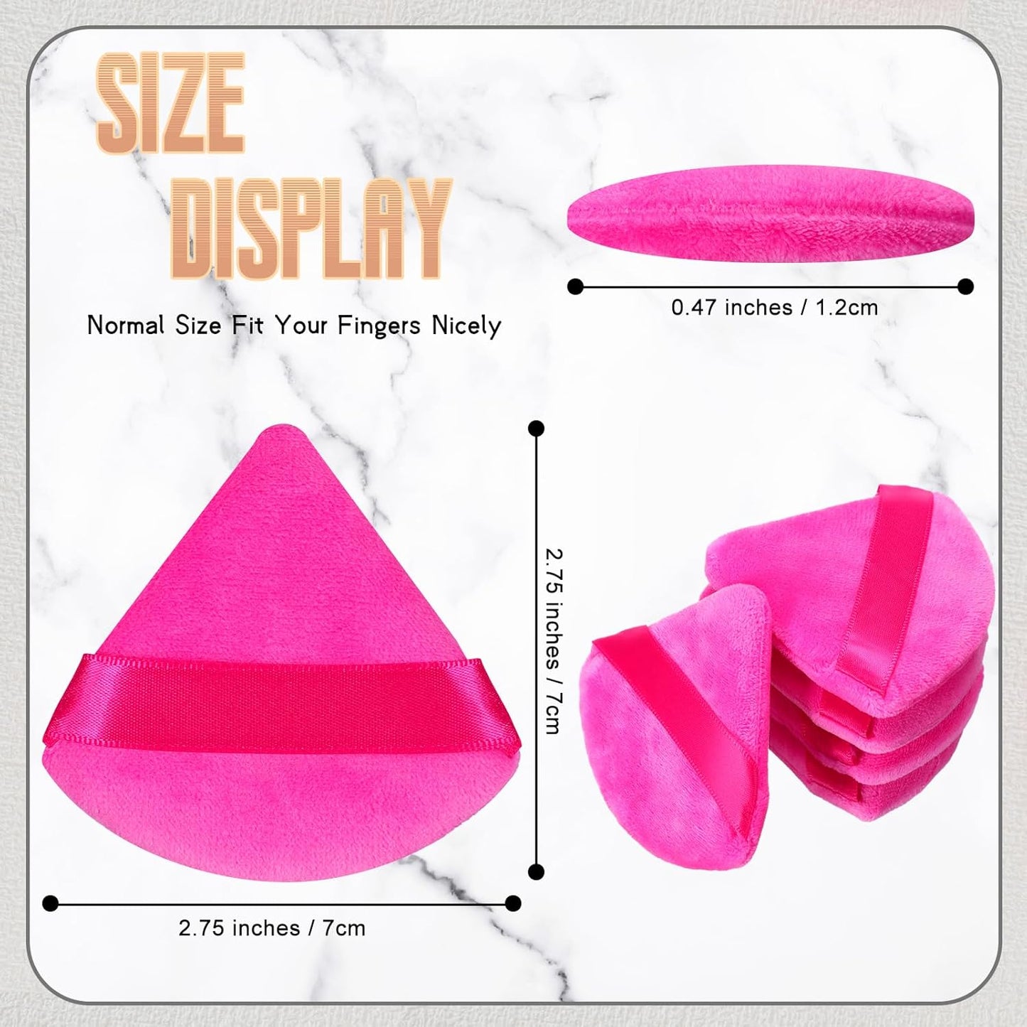 Suclain 48 Pcs Velour Triangle Powder Puff Soft Velour Makeup Puff for Face Powder Makeup Triangle Sponges for Wet and Dry Cosmetic Foundation Loose Mineral Body Tool (Pink)