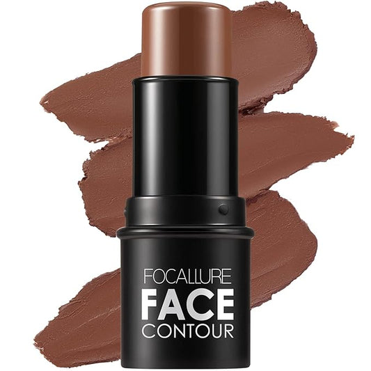 FOCALLURE Cream Contour Stick, Matte Bronzer Stick, Professional Face Shaping & Contouring Stick Makeup, Easy to Apply with Buildable Coverage, Long Lasting & Sweatproof, BROWN