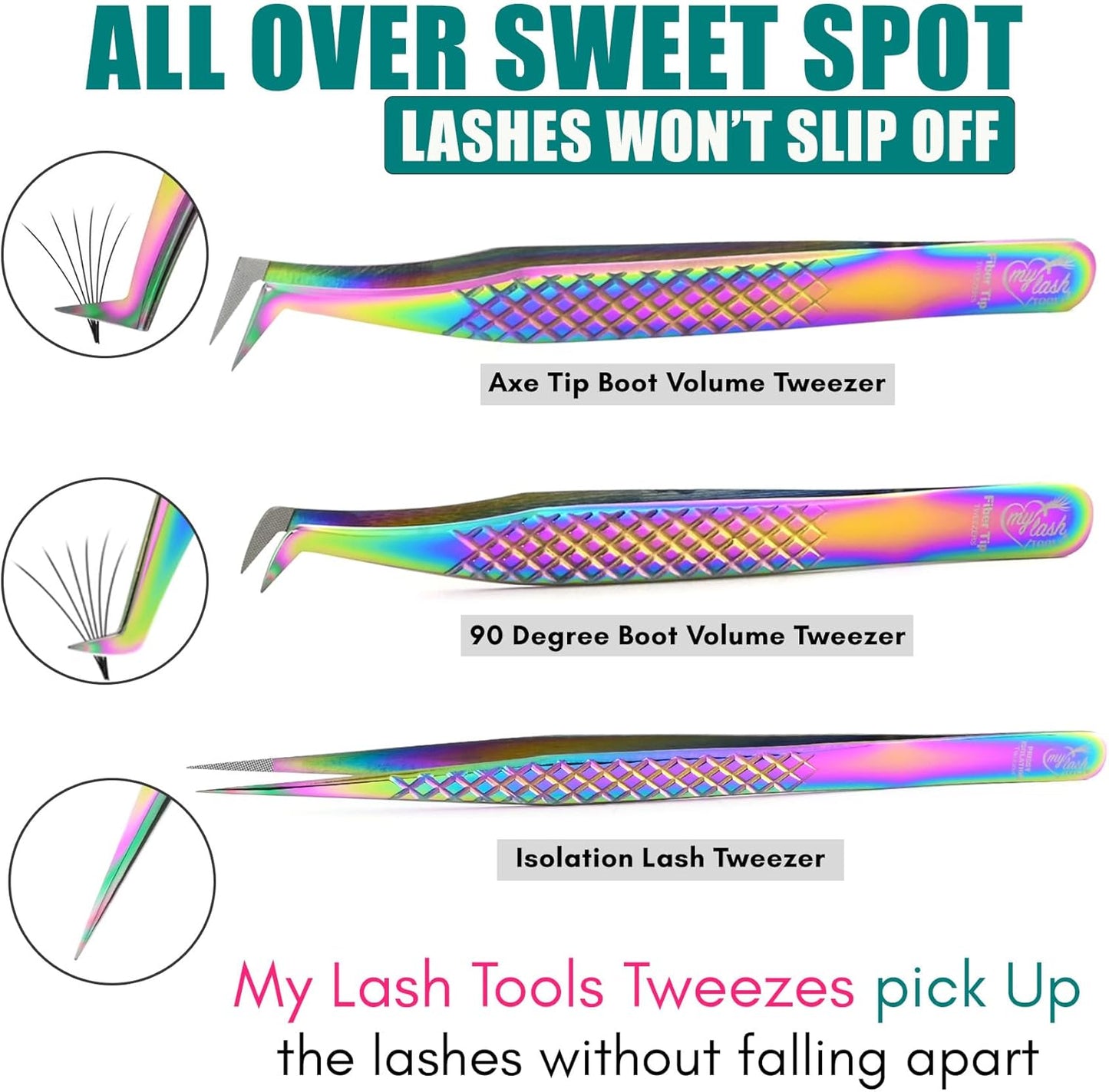 Fiber Tip Lash Tweezers Eyelash Extension Tweezers for Lash Extensions Precision Boot Volume Eye lash Extensions Tweezers Japanese Steel Isolation Tweezer fiber grip tweezers (3pcs)