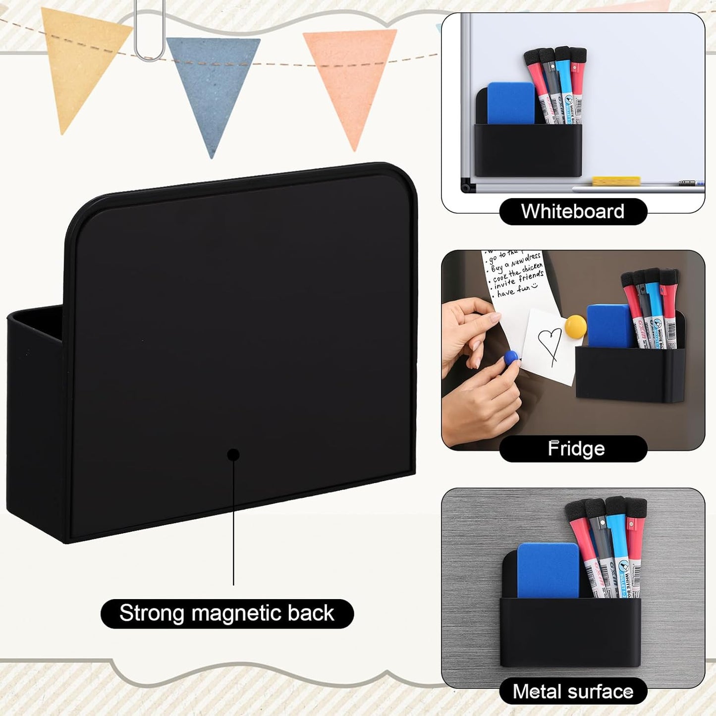 20 Pack Magnetic Dry Erase Marker Holder Bulk Whiteboard Magnetic Marker Holder Pen Pencil Organizer for Classroom Whiteboard Refrigerator Locker Storage (Black)