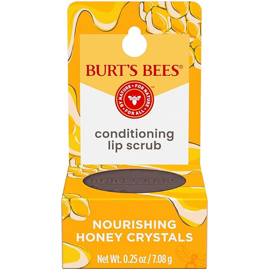 Burt's Bees Conditioning Honey Lip Scrub, Exfoliates & Conditions Dry Lips, with Honey Crystals, Use with Overnight Intense Lip Treatment, Natural Origin Lip Care, 0.25 oz.