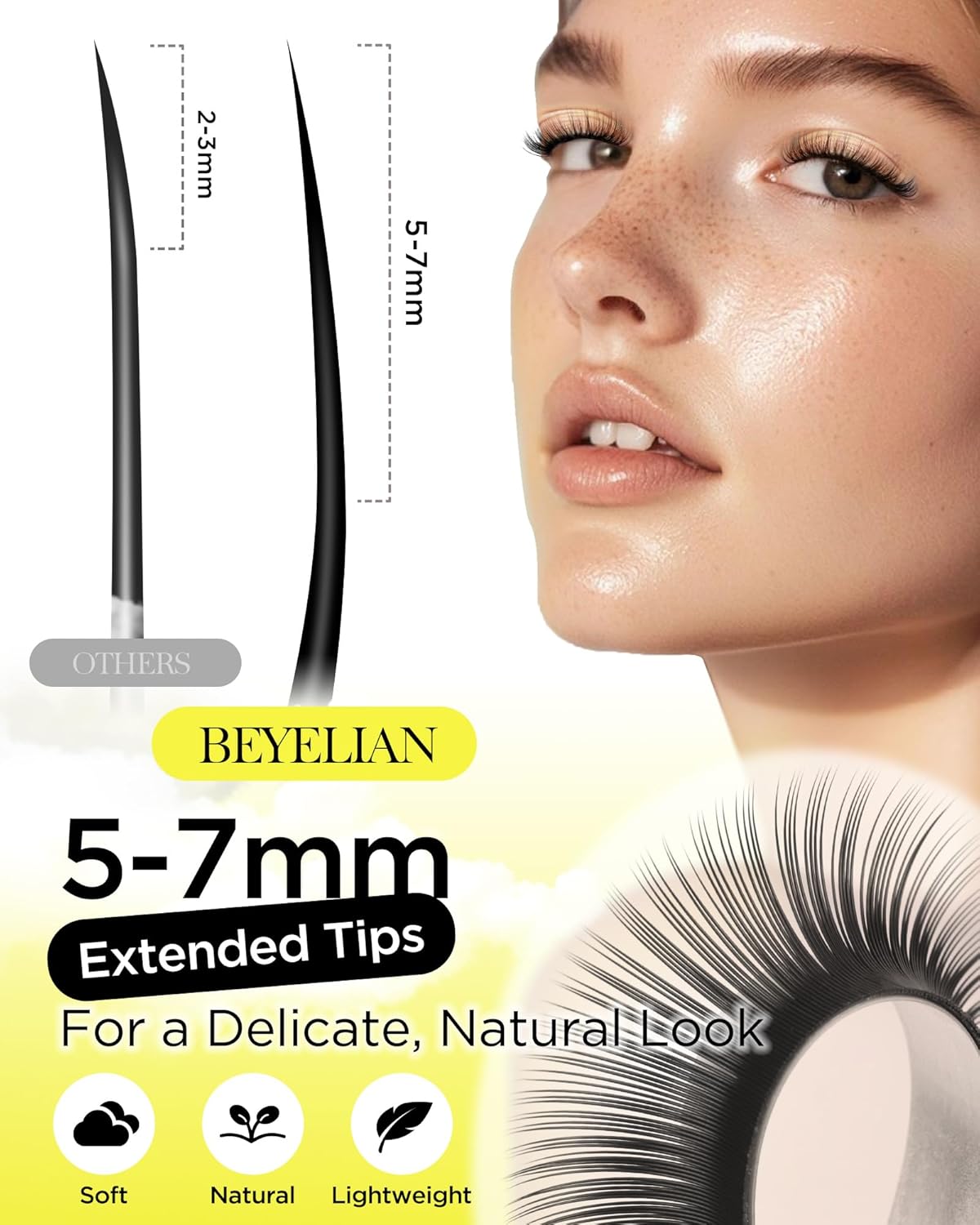 BEYELIAN Classic Volume Lash Extensions, C D D+ Curl 7-15mm 0.03-0.20mm Thickness Matte Black Semi Permanent Volume Eyelash Extensions Professional Salon Use (0.15 D 14mm)