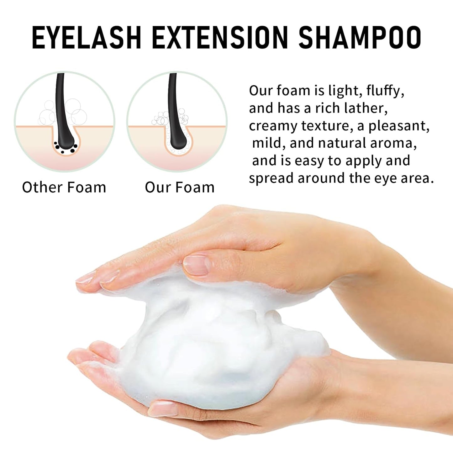 Lash Shampoo Bulk, Eyelash Cleanser for Extensions 1 Liters, Safe Makeup Remover, Non-irritating or Burning Formula Eyelid Foaming Cleanser for Professional Salon and Home Use (Classic Charm-1L)