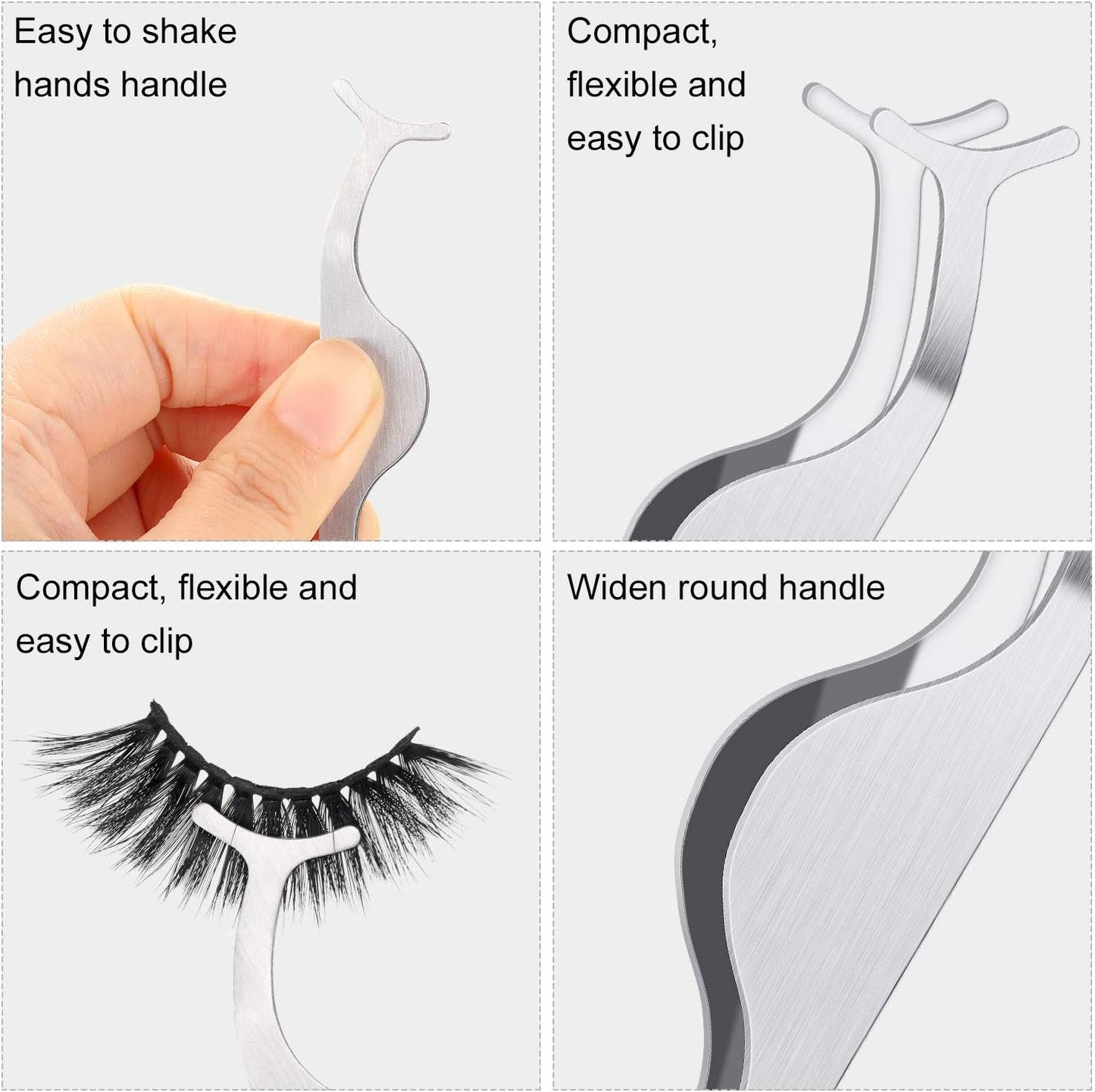 24 Pieces False Eyelashes Applicator Tool Stainless Steel Eyelash Extension Tweezers Remover Clip Tweezers Nipper Eyelash Auxiliary Clip for Women Makeup Application and Removal