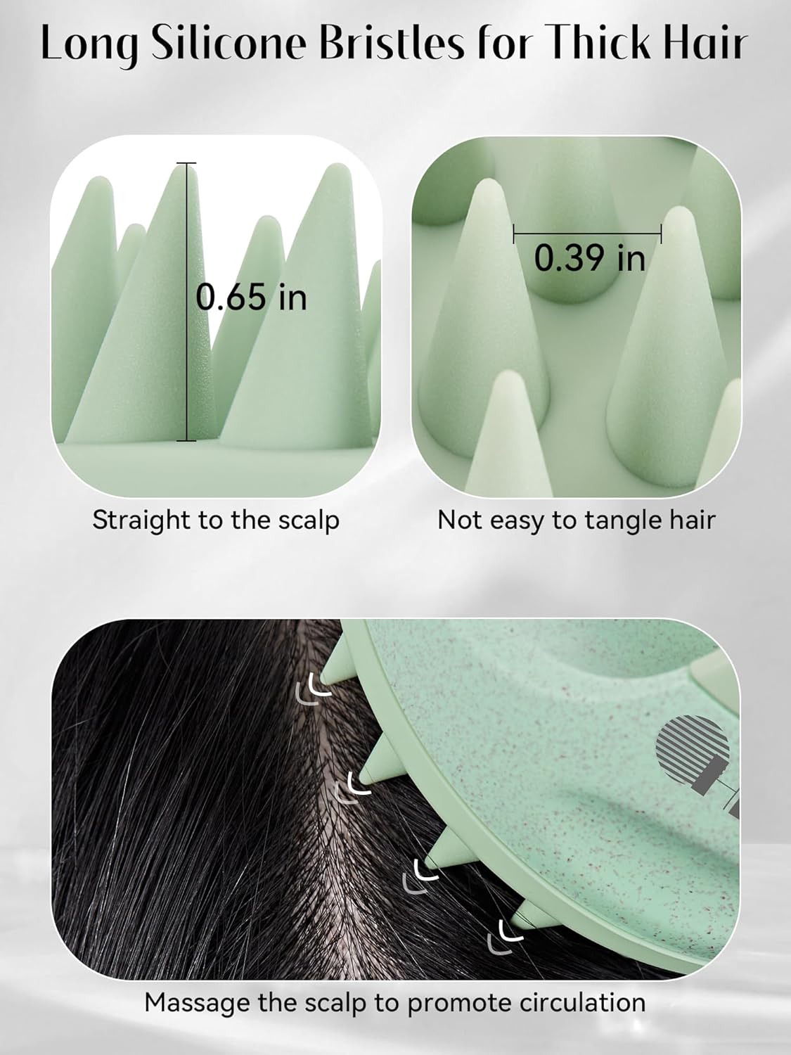 HEETA Scalp Massager Hair Growth with Soft Silicone Bristles to Remove Dandruff and Relieve Itching, Shampoo Brush for Hair Care & Relax Scalp, Scalp Scrubber for Wet Dry Hair (Green & Beige)
