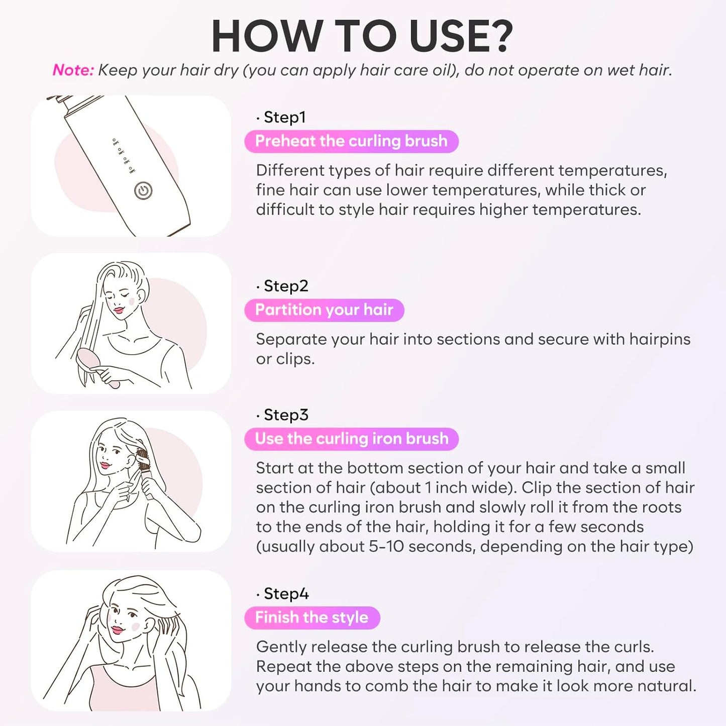 Cordless Curling Iron Brush, 2024 New Portable Travel Mini for Women, 7000Mah USB Rechargeable Wand With Negative Ion, Black