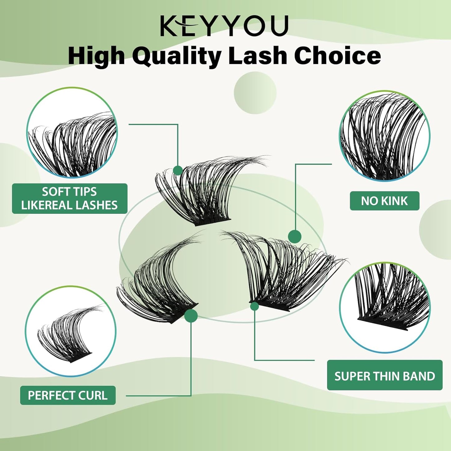 Lash Clusters 96pcs Individual Lashes D Curl 14mm Eyelash Clusters KEYYOU Volume Wispy Lash Extension Soft&Comfortable Easy DIY at Home(Y24,D-14mm)
