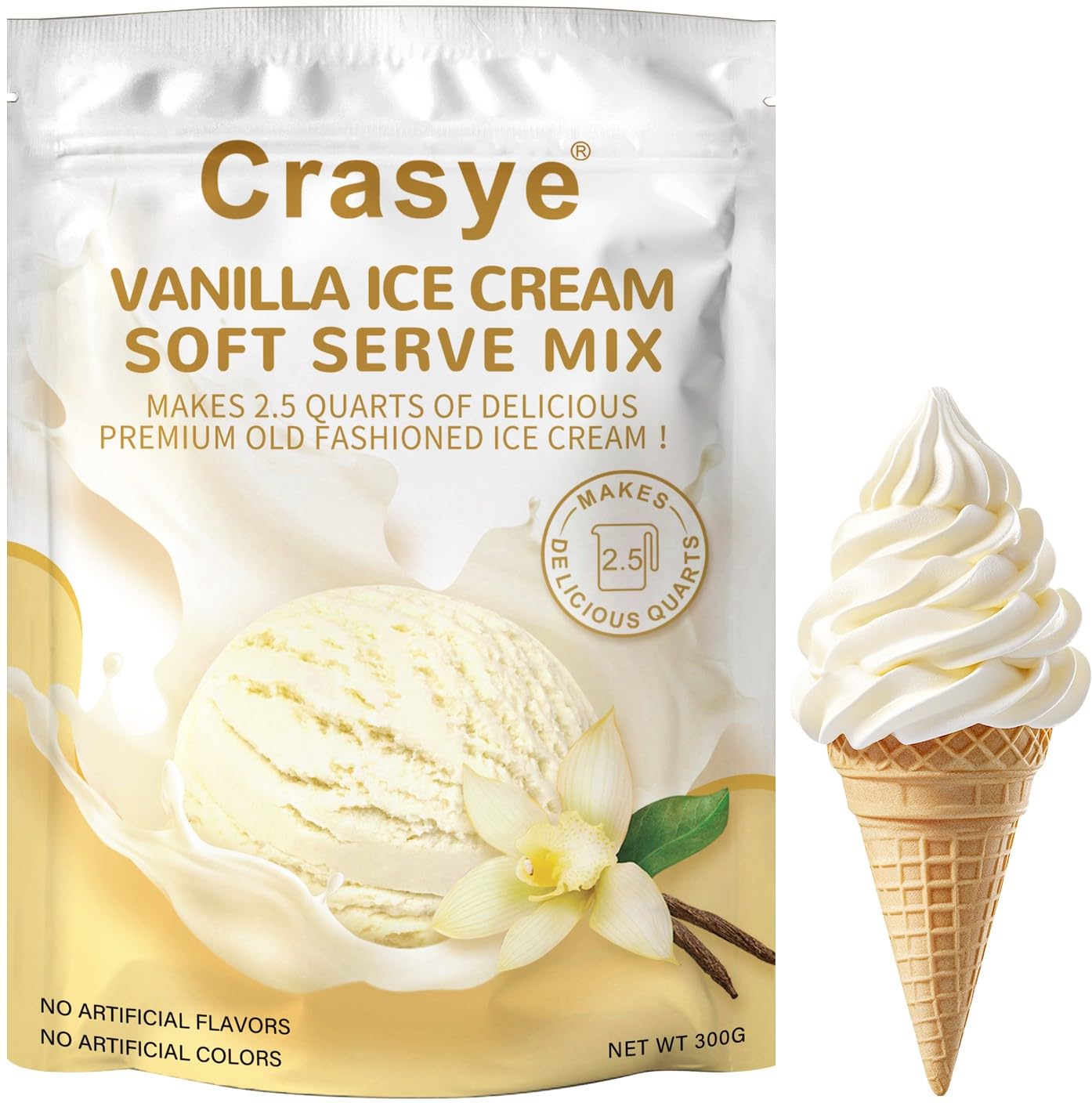 10 Ounce Ice Cream Mix Vanilla Soft Serve Mix Soft Serve Mixes Base Powder Homemade for Ice Cream Maker Machine