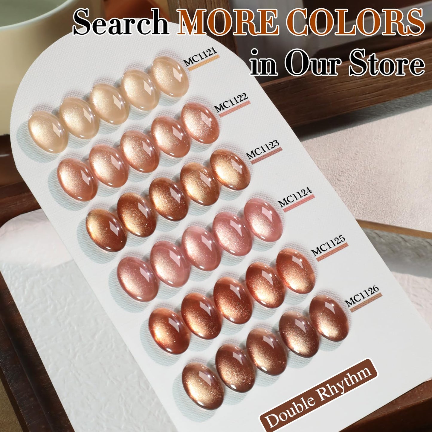 Double Rhythm 15ML Ice Glass Cat Eye Gel Polish with Magnet Holographic Glitter Shimmer Translucent Sheer Color Salon Soak Off Magnetic Nail at Home (Tea Gold-MC1123)