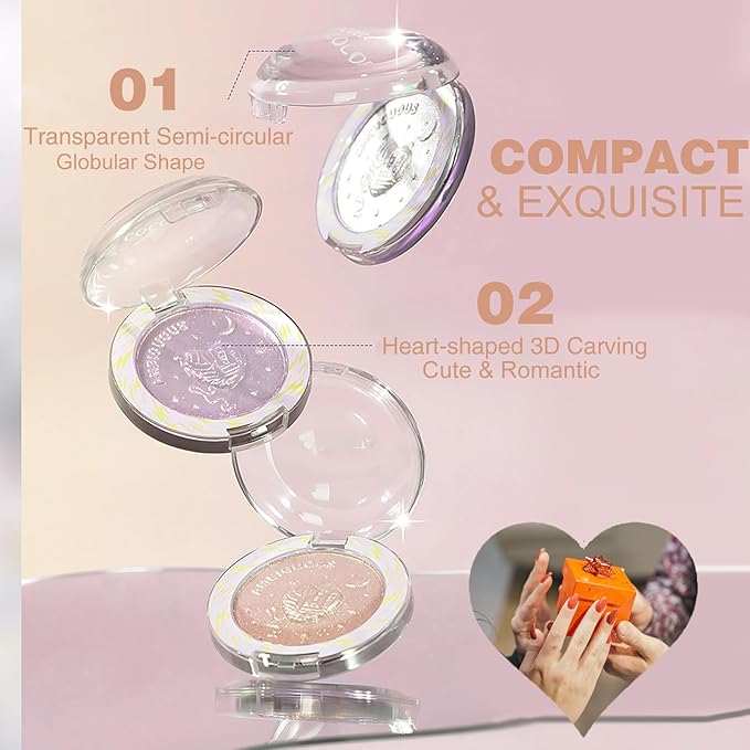 Glitter Sparkly Face Highlighter Makeup Palette Shimmer Radiant Glow Illuminator Iluminadores Palette 6g (02 Twilight Champagne)