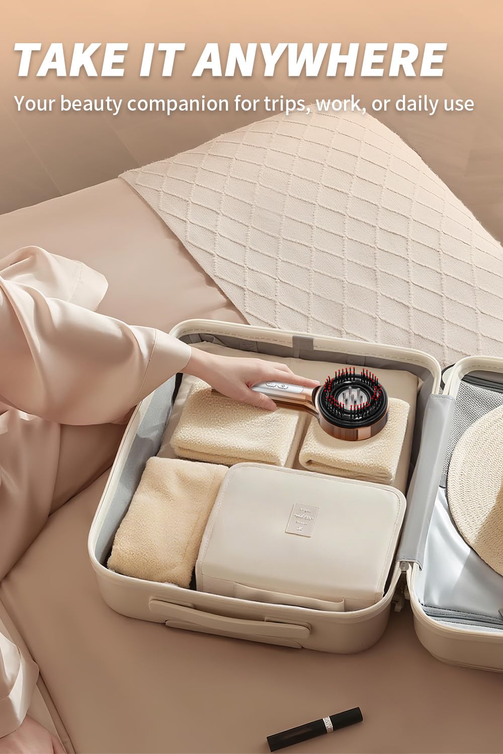 All-in-One Upgrade – 3-in-1 Electric Scalp Comb with Oil Applicator, Detangling Hair Brush, IPX7 Waterproof, Cordless Portable Design