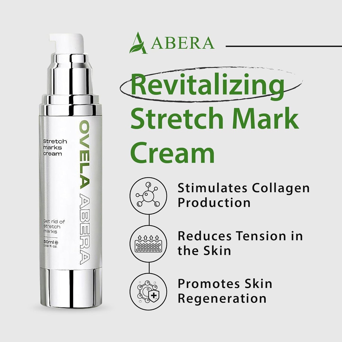 Abera Ovela Maternity Stretch Mark Cream for Pregnancy and Weight Fluctuations, Stretch Mark Treatment Pregnancy Must Haves, Deep Stretch Mark Removal, All Skin Types, 1.69 fl oz, Set of 3