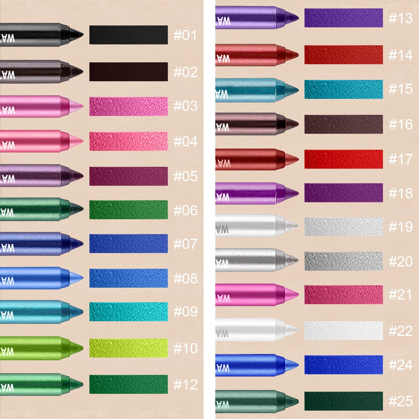 3 Colorful Eyeliner Pen Set, Eye Shadow Pencil, Pearl Eyeliner Kit Metallic Glitter Colored Eye liner for Women Eye&Lip Liner Professional Waterproof Eye Makeup (3PCS B)