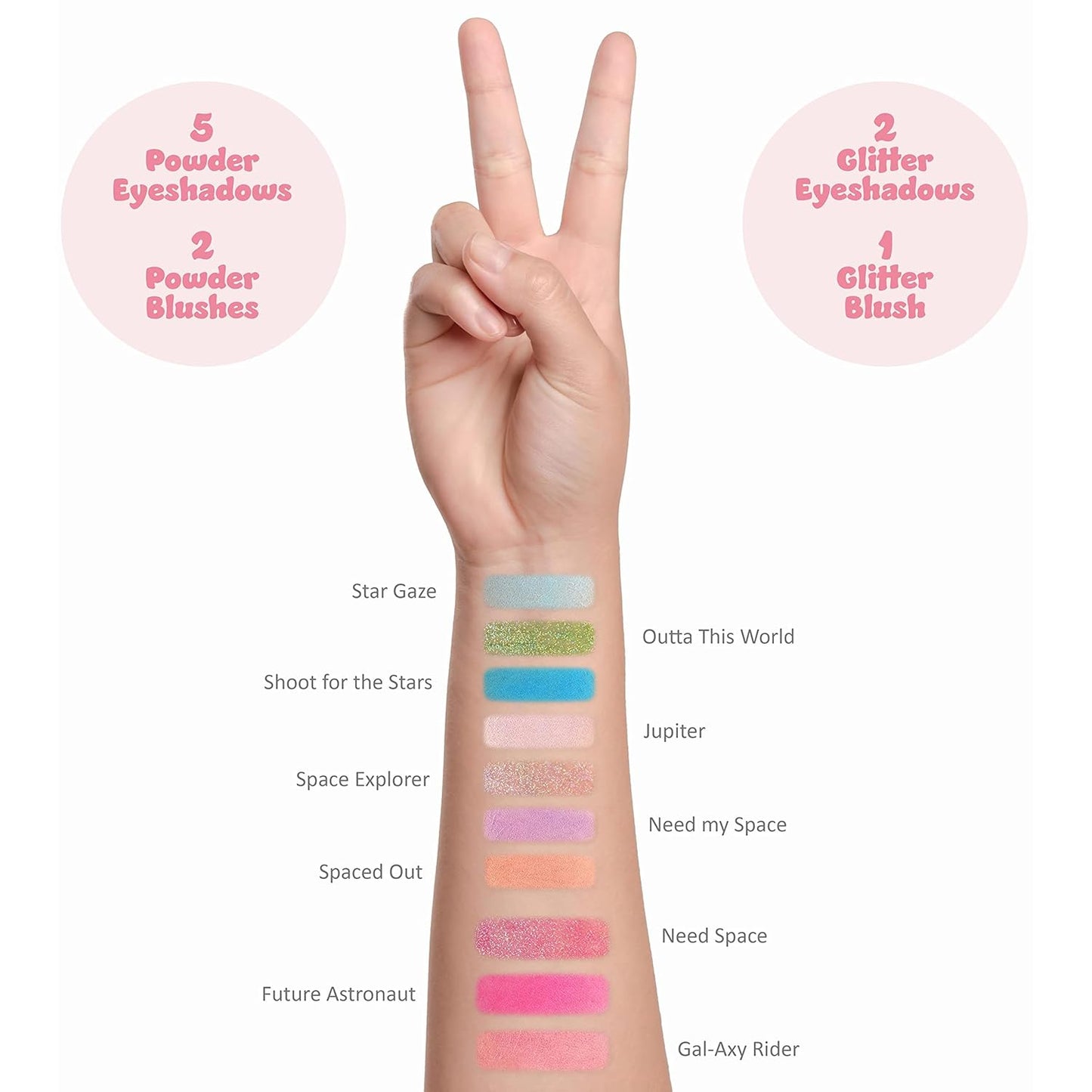 Expressions 10 Color Eyeshadow Palette & Blush Makeup Novelty Beauty Set, Fold Out Compact with Mirror, Washable, Non-Toxic,Galaxy Love Glisten & Glitter Makeup Palette