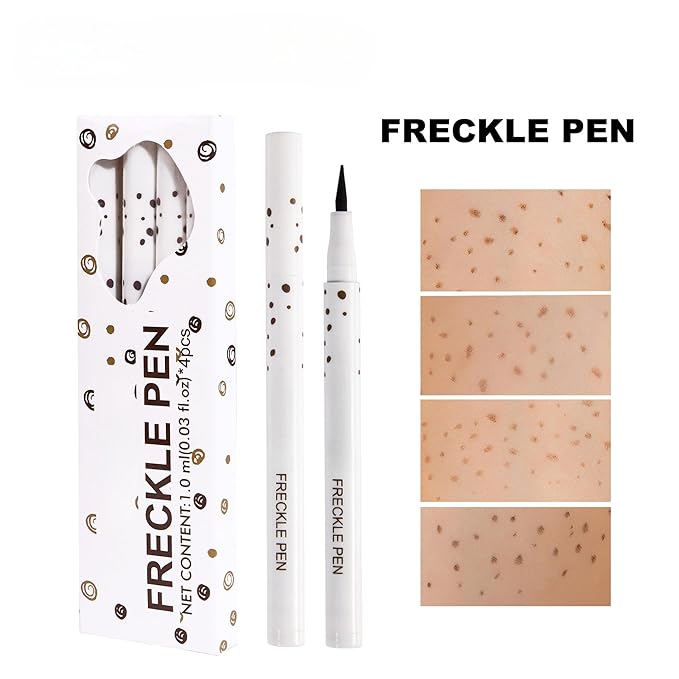 Freckle Pen 4 Colors Natural Freckle Pen Fake Freckle Pen Waterproof Long Lasting Soft Spots Natural Relaxing Sun Makeup (4PC)