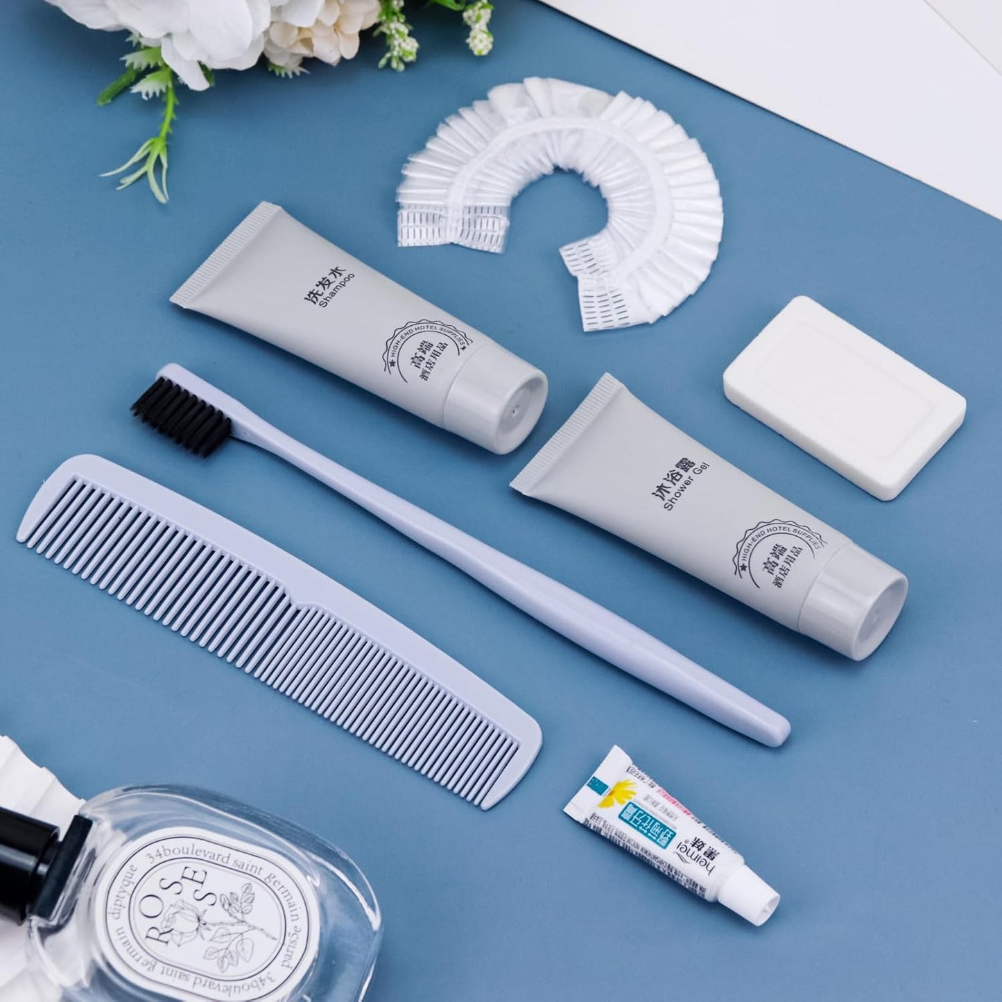 Hygiene Kit, Hygiene Kit Bulk, Travel Hygiene Kit With Toothbrush, Toothpaste, Comb, Shampoo, Shower Gel, Shower Cap And Soap, Individually Packed, Suitable For Hotel, Home, Travel (50 sets)