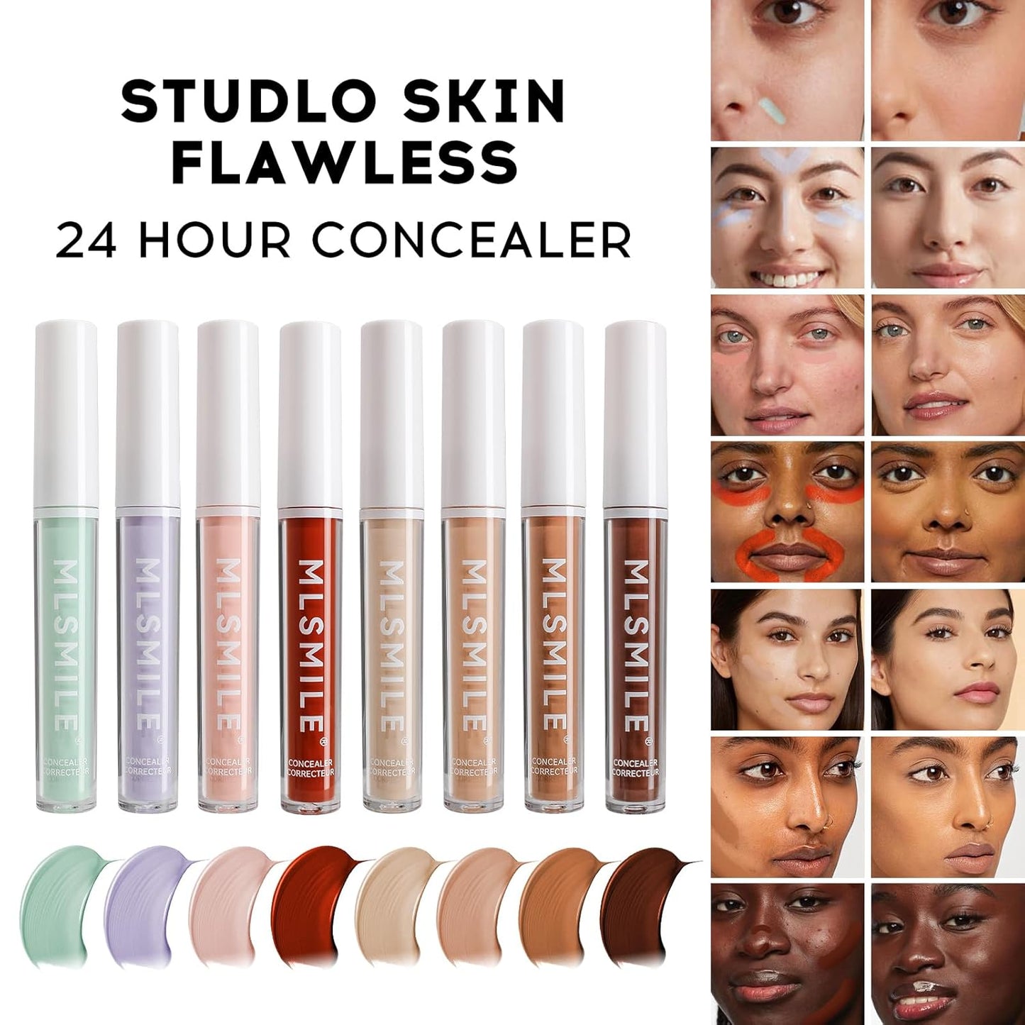 Color Liquid Contour, HD Studio Skin Flawless Water-Based Concealer, Color Corrector for Dark Circles, Lightweight, Brightening Moisturizing Corrector De Ojeras, Under Eye Concealer, 04